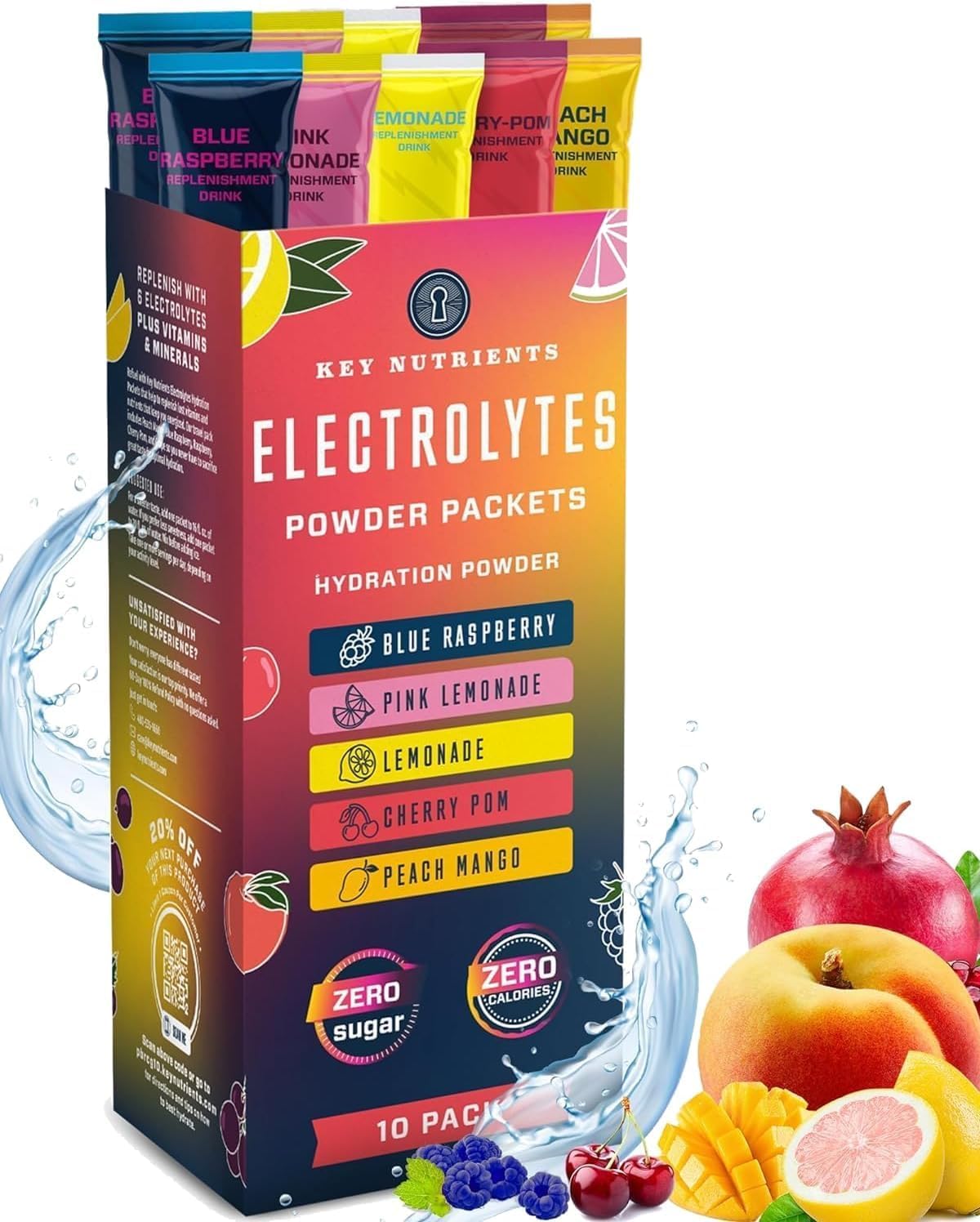 KEY NUTRIENTS Multivitamin Hydration Packets – 5 Delicious Flavors – Electrolytes Powder Packets No Sugar – Endurance & Energy Supplement – 10 Pack – No Calories, Gluten Free, Keto – Made in USA KEY NUTRIENTS Multivitamin Hydration Packets – 5 Delicious Flavors – Electrolytes Powder Packets No Sugar – Endurance & Energy Supplement – 10 Pack – No Calories, Gluten Free, Keto – Made in USA