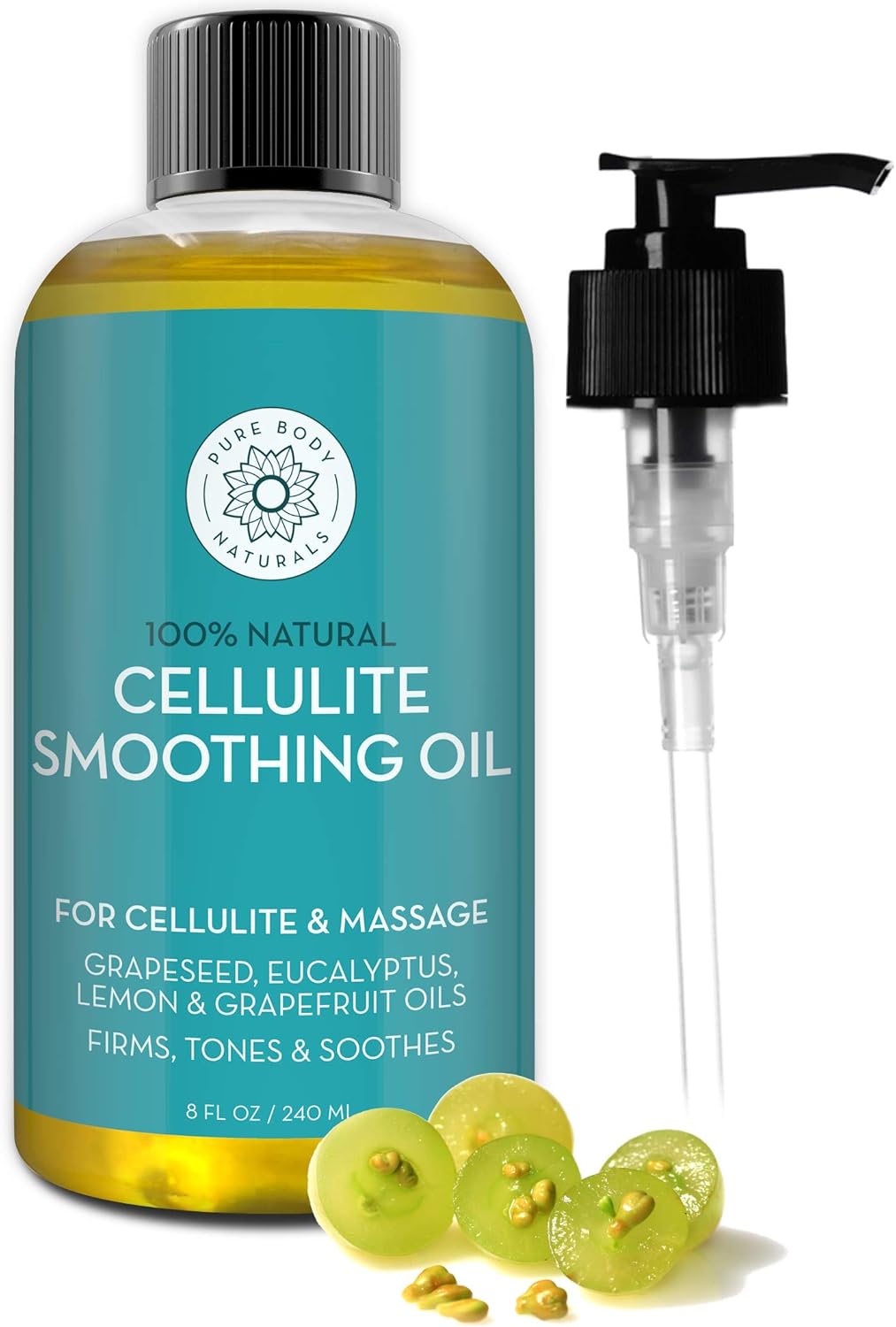 Pure Body Naturals Anti Cellulite Massage Oil, 8 fl oz | 100% Natural Cellulite Remover Oil for Thighs and Butt Firming | Chemical Free Body Oil for Skin Tightening and to Reduce Stretch Marks Pure Body Naturals Anti Cellulite Massage Oil, 8 fl oz | 100% Natural Cellulite Remover Oil for Thighs and Butt Firming | Chemical Free Body Oil for Skin Tightening and to Reduce Stretch Marks