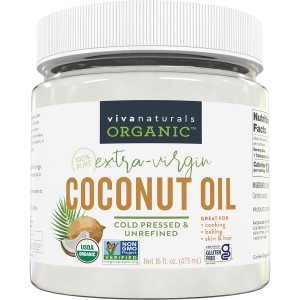 Viva Naturals Organic Coconut Oil – Unrefined, Cold-Pressed Extra Virgin Coconut Oil, USDA Organic and Non-GMO Cooking Oil, Great as Hair Oil and Skin Oil, 16 fl oz