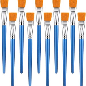 10 Pcs Flat Paint Brushes for Acrylic Painting, 1 Inch Art Paint Brushes Artist Painting Brush for Acrylic Watercolor Oil Detail Painting