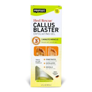 PROFOOT Heel Rescue Callus Blaster Exfoliating Gel, Concentrated Acid Free Exfoliator for Softer, Smoother Feet, No-Touch Brush Applicator & Foot Buffer, 3 Ounce