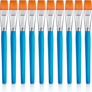 10 Pieces 3/4 Inch Flat Paint Brushes Acrylic Paint Brush Artist Craft Paint Brushes Watercolor Small Brush Bulk Painting Brush Art Detail Oil Brush for Kid Adult(Sky Blue,8.1 x 0.9 x 3/4 Inch)