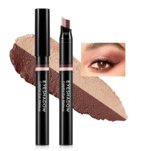 Boobeen Double Colors Eyeshadow Stick Glitter Eye Shadow Pen Waterproof Shimmer Eyeshadow Highlighter Pencil Cream Shadow Stick Long Lasting Eye Makeup