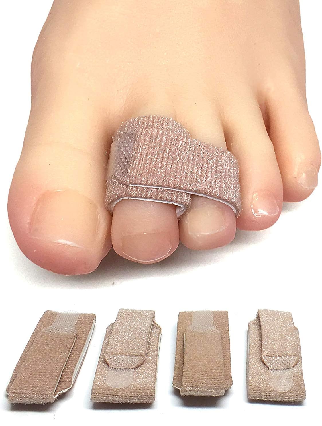 ZenToes Reusable Fabric Buddy Wraps for Broken Toes, Hammertoe Straightener, 4 Count (Beige) ZenToes Reusable Fabric Buddy Wraps for Broken Toes, Hammertoe Straightener, 4 Count (Beige)