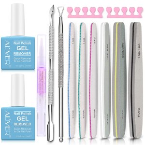 2 Pack Gel Nail Polish Remover,Nail Polish Remover Magic,Nail File Set,Cuticle Pusher and Cutter,Nail Polish Remover,Removes Soak-Off Gel Nail Polish In 3-5 Minutes,Don’t Hurt Your Nail