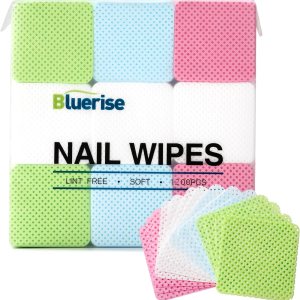 BLUERISE Lint Free Nail Wipes Colorful 1200pcs Nail Polish Remover Pads Soft Absorbable Eyelash Extension Glue Cleaning Wipes