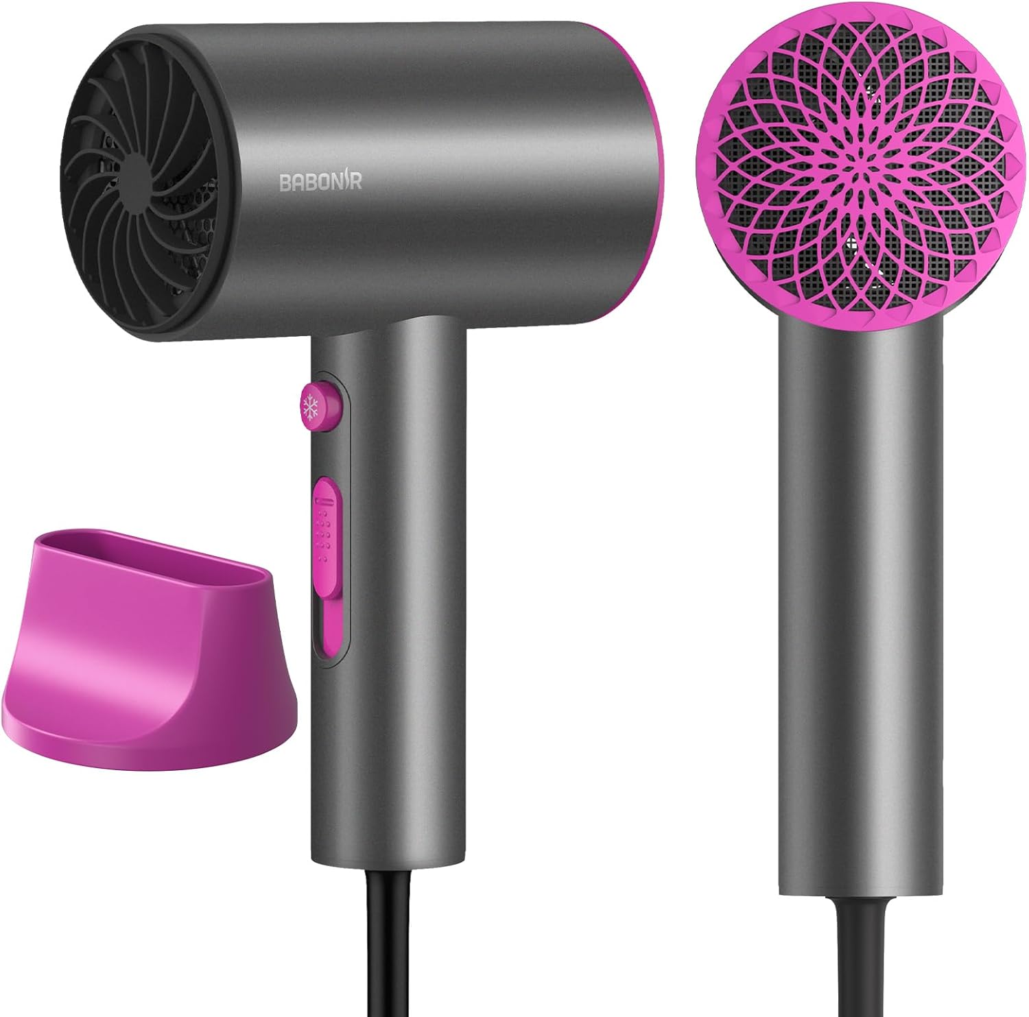 Hair Dryer Fast Drying, 1800W Ionic Blow Dryer with Cool Button, Compact Lightweight, 360° Rotating Nozzle for Travel, Home, Salon, 10 Million Negative Ions, Gray, Greeting Card Hair Dryer Fast Drying, 1800W Ionic Blow Dryer with Cool Button, Compact Lightweight, 360° Rotating Nozzle for Travel, Home, Salon, 10 Million Negative Ions, Gray, Greeting Card