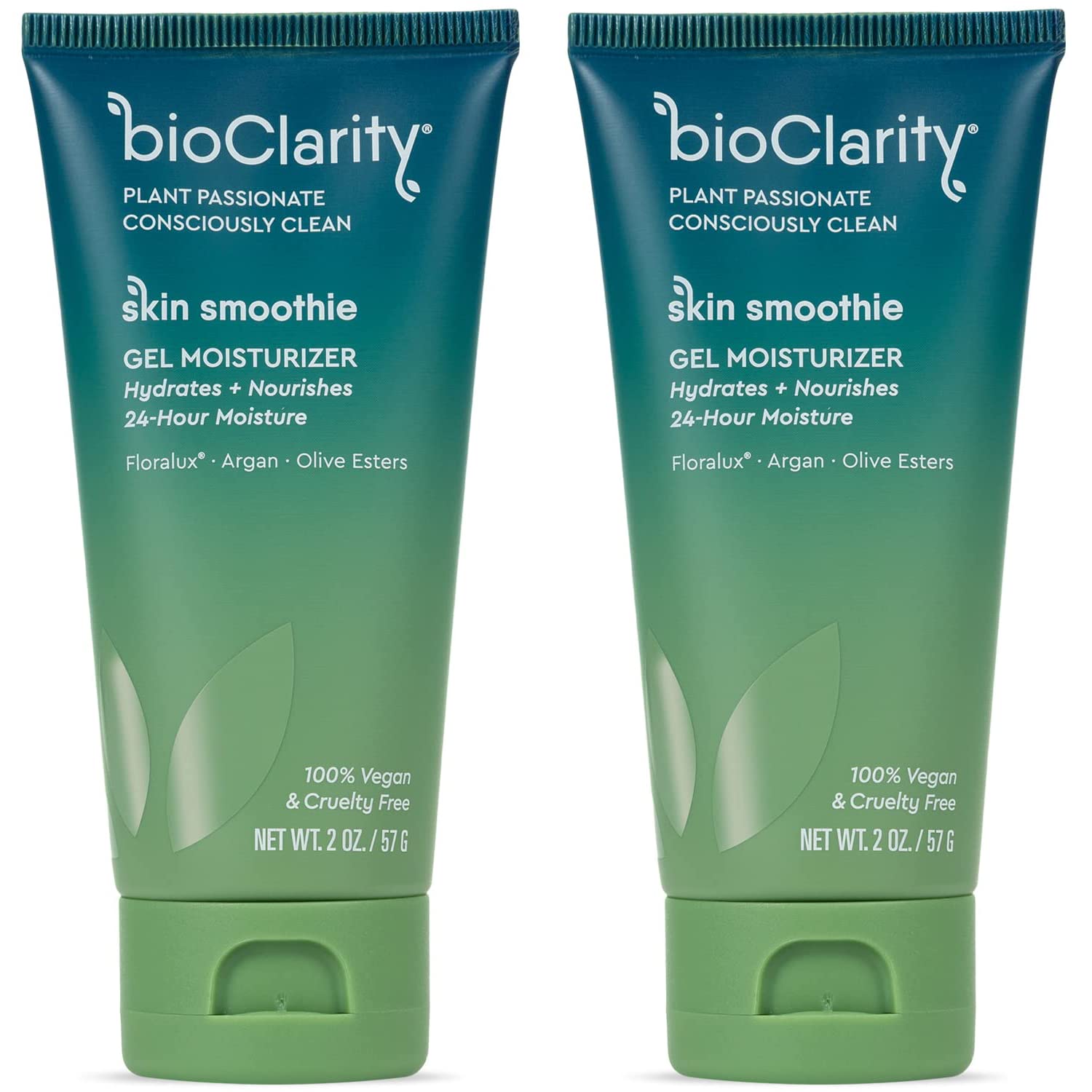 BioClarity Skin Smoothie 24-Hour Gel Moisturizer for Normal & Oily Skin Types | 100% Vegan, Clean Ingredients | Olive, Argan, Ceramide, 2 Fl Oz (Pack of 2) BioClarity Skin Smoothie 24-Hour Gel Moisturizer for Normal & Oily Skin Types | 100% Vegan, Clean Ingredients | Olive, Argan, Ceramide, 2 Fl Oz (Pack of 2)