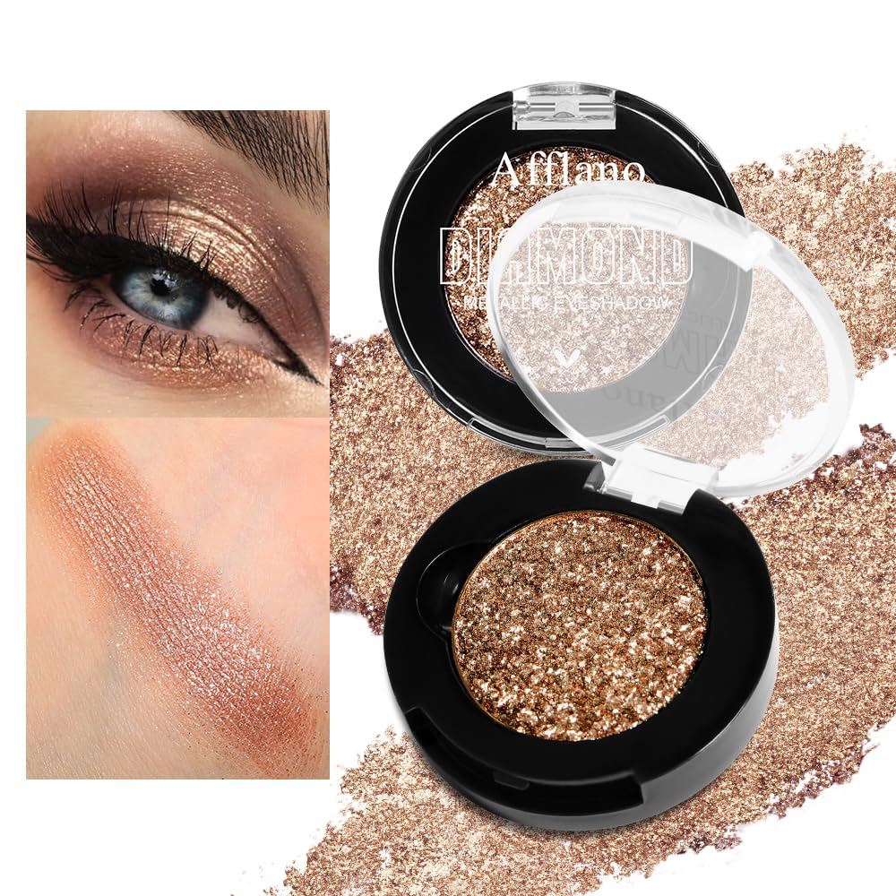 Glitter Eyeshadow Single, Champagne Shimmer Pearl Eyeshadow, Metallic Finish Sparkle Brown Eyes Makeup, Long Lasting Gold Flash Eyeshadow & Highlighting, Ultra-fine Blendable Talc Free (5H Moonlight) Glitter Eyeshadow Single, Champagne Shimmer Pearl Eyeshadow, Metallic Finish Sparkle Brown Eyes Makeup, Long Lasting Gold Flash Eyeshadow & Highlighting, Ultra-fine Blendable Talc Free (5H Moonlight)