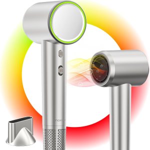 Professional Ionic Hair Dryer, 110,000RPM High Speed, Negative Ions, Fast Drying, Lightweight, Quiet, Portable for Home/Travel, Silvery