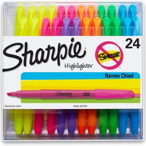 Sharpie Pocket Highlighters | Chisel Tip Highlighters, Assorted Colors, 24 Count