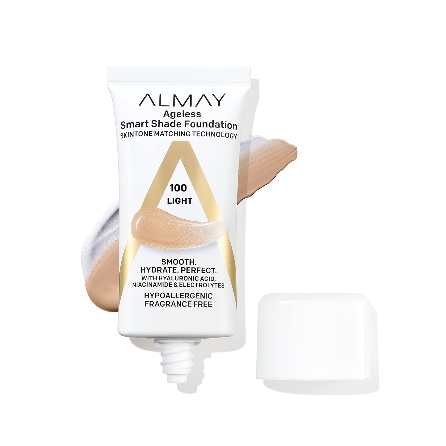 Almay Anti-Aging Foundation, Smart Shade Face Makeup with Hyaluronic Acid, Niacinamide, Vitamin C & E, Hypoallergenic-Fragrance Free, 100 Light, 1 Fl Oz (Pack of 1) Almay Anti-Aging Foundation, Smart Shade Face Makeup with Hyaluronic Acid, Niacinamide, Vitamin C & E, Hypoallergenic-Fragrance Free, 100 Light, 1 Fl Oz (Pack of 1)