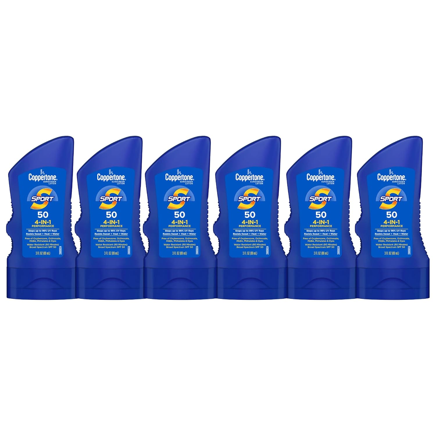 Coppertone SPORT Sunscreen Lotion SPF 50, Water Resistant Sunscreen, Broad Spectrum SPF 50 Sunscreen, Bulk Sunscreen Pack, 3 Fl Oz Bottle, Pack of 6 Coppertone SPORT Sunscreen Lotion SPF 50, Water Resistant Sunscreen, Broad Spectrum SPF 50 Sunscreen, Bulk Sunscreen Pack, 3 Fl Oz Bottle, Pack of 6