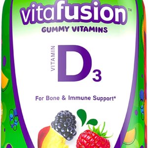 Vitafusion Vitamin D3 Gummy Vitamins for Bone and Immune System Support, Peach, Blackberry and Strawberry Flavored, 50 mcg Vitamin D, 75 Day Supply, 150 Count