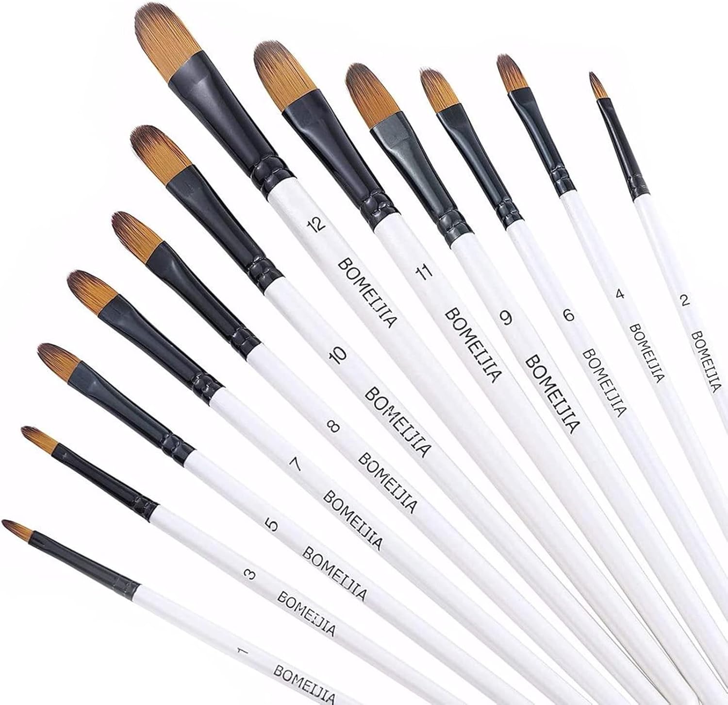 Filbert Paint Brushes Set, 12 PCS Artist Brush for Acrylic Oil Watercolor Gouache Artist Professional Painting Kits with Synthetic Nylon Tips White Filbert Paint Brushes Set, 12 PCS Artist Brush for Acrylic Oil Watercolor Gouache Artist Professional Painting Kits with Synthetic Nylon Tips White