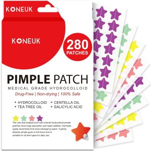 280 Counts Acne Patches for Face,Hydrocolloid Pimple Patches with Salicylic Acid,Tea Tree Oil and Centella Extract,Cute Star Zit Cover Patches,Colorful Spot Stickers for Face