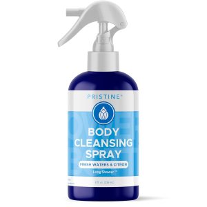 PRISTINE Body Cleansing Spray: Rinse Free Body Wash and Body Spray for Women and Men – a More Natural, Portable Shower and Body Wipes Alternative – Fresh Waters & Citron