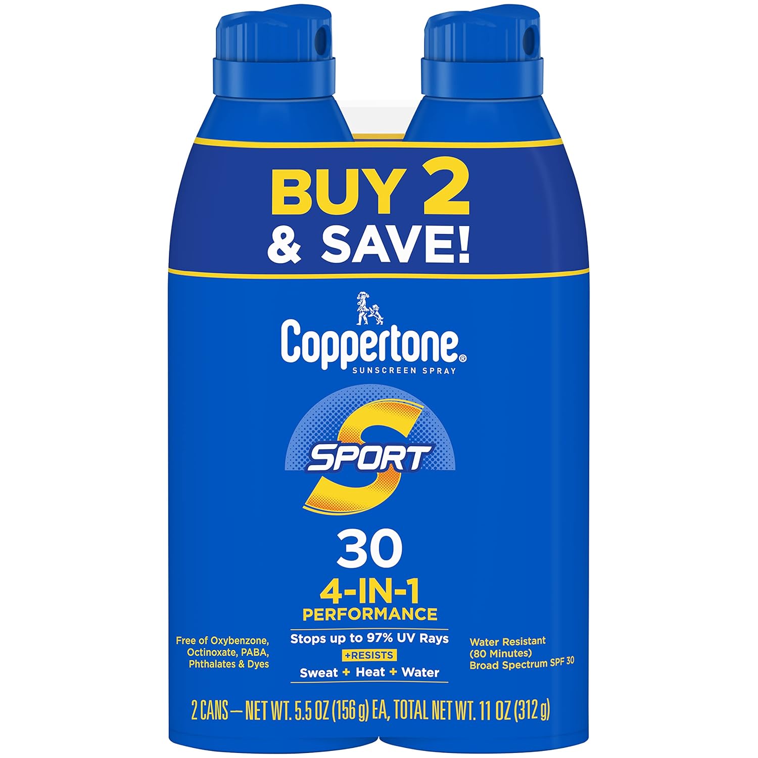 Coppertone SPORT Sunscreen Spray SPF 30, Water Resistant Spray Sunscreen, Broad Spectrum SPF 30 Sunscreen Pack, 5.5 Oz Spray, Pack of 2 Coppertone SPORT Sunscreen Spray SPF 30, Water Resistant Spray Sunscreen, Broad Spectrum SPF 30 Sunscreen Pack, 5.5 Oz Spray, Pack of 2