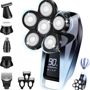 Head Shaver for Men,Bald Head Shavers,Electric Razor for Men Head Shaver Cordless,Man Electric Shavers for Face Wet and Dry, 6 in 1 Shaver for Bald Heads Rechargeable,Travel hair Shaving Grooming Kit