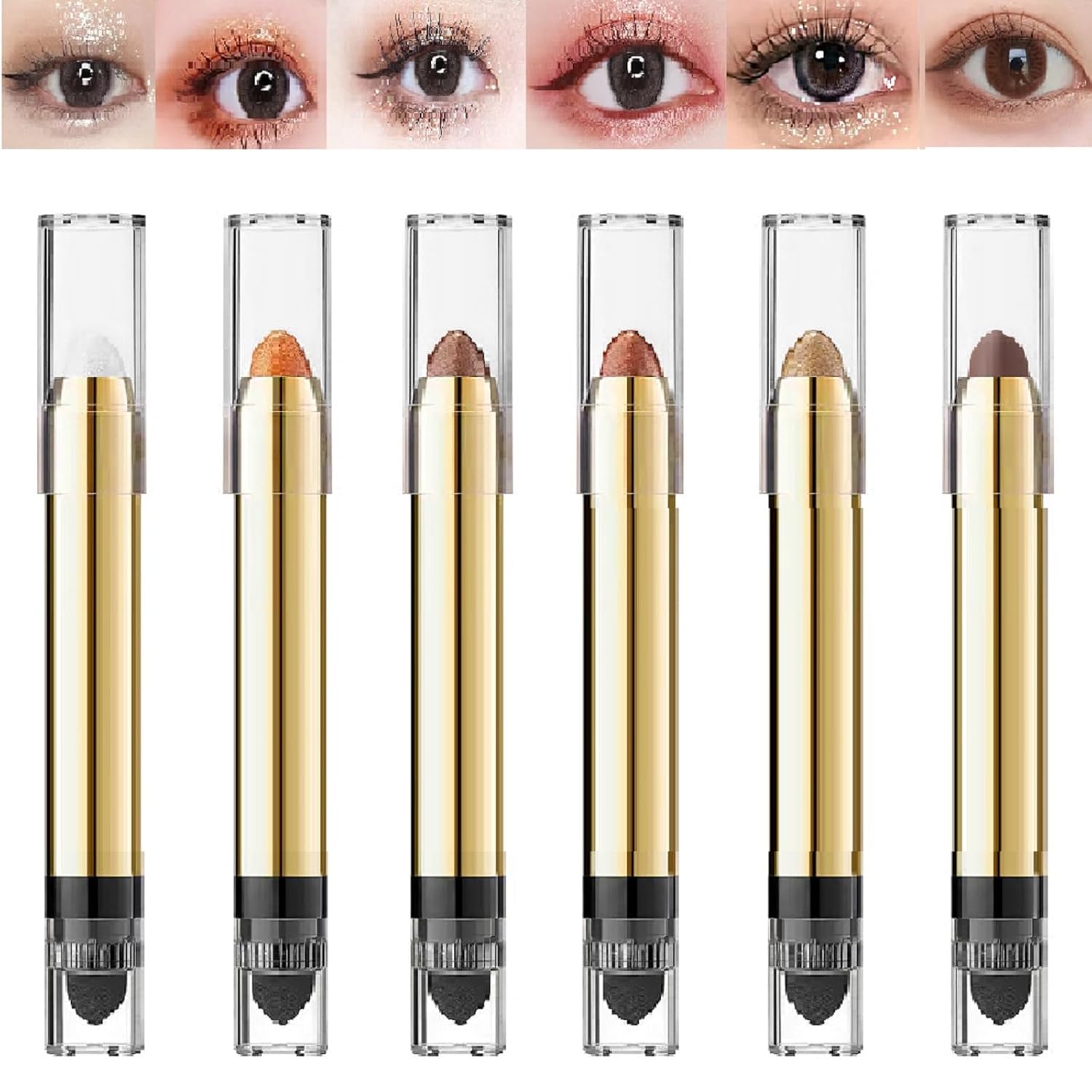 Pearl Shimmer Double-Ended Eyeshadow Stick, 6pcs Double-Ended Pearly Eyeshadow Stick, Eyeshadow Stick, Eye Shadow Brightener Stick, Champagne Shimmer (6 pcs) Pearl Shimmer Double-Ended Eyeshadow Stick, 6pcs Double-Ended Pearly Eyeshadow Stick, Eyeshadow Stick, Eye Shadow Brightener Stick, Champagne Shimmer (6 pcs)