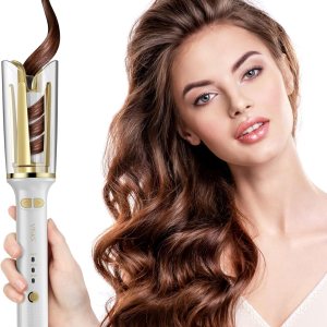 Automatic Hair Curler, Professional Anti-Tangle Automatic Curling Iron, 1″ Curling Iron with Large Slot & 3 Temperature, Dual Voltage Rotating Curling Iron with Auto Shut-Off for Hair Styling