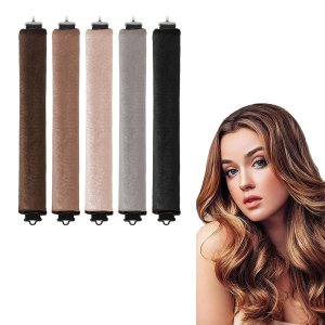 Nidouillet Heatless Hair Curler 5Pcs with Hook,Overnight Hair Curler for All Hair Types,No Heat Curls to Sleep for Curl Rods,Women Long Hair Styling Tools (5pcs)