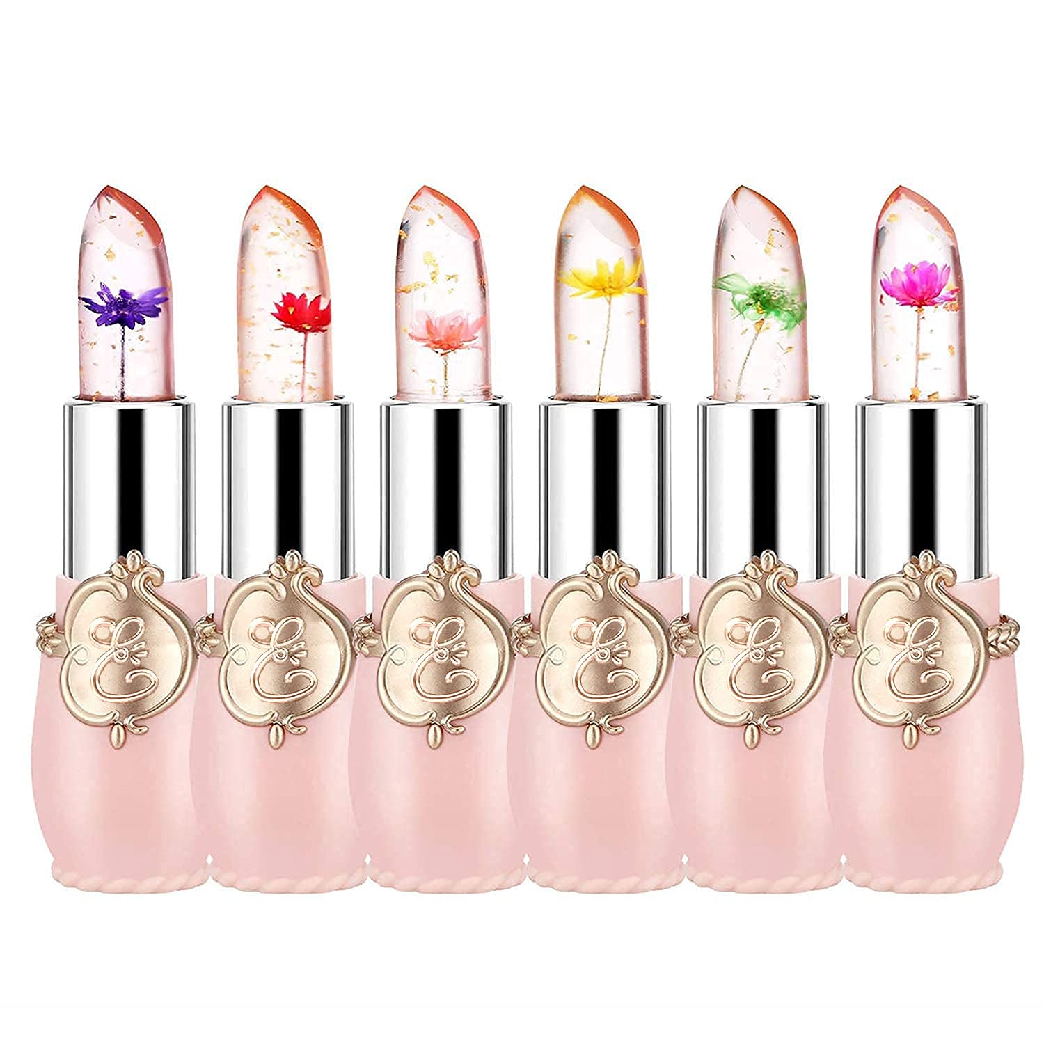 Pack of 6 Crystal Flower Jelly Lipstick, FirstFly Long Lasting Nutritious Lip Balm Lips Moisturizer Magic Temperature Color Change Lip Gloss (Pink) Pack of 6 Crystal Flower Jelly Lipstick, FirstFly Long Lasting Nutritious Lip Balm Lips Moisturizer Magic Temperature Color Change Lip Gloss (Pink)