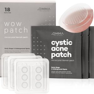 OMMA Micropoint Acne Patch, Cystic Acne Patches | Efficient Pimple Patches Microneedle, Dark Spot Patches for Early-Stage Painful Zits | Korean Pimple Patch with Salicylic Acid | 18 Zit Stickers