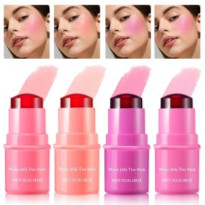 Water Jelly Tint Stick,Milk Jelly Tint Jelly Blush Stick,Milk Cooling Water Jelly Tint Lip Gloss,Sheer Lip&Cheek Stain,Long Lasting Jelly Texture Moisturising,1000+ Swipes Per Stick(04# rose pink)
