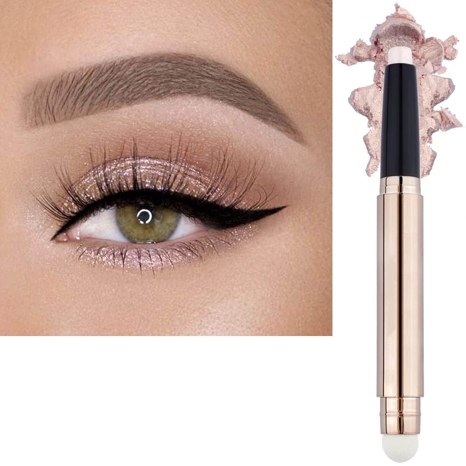 Light Gold Eyeshadow Stick Makeup, Waterproof Hypoallergenic Long Lasting Crayon, Glitter Primer Palette Shimmer Eyeliner Pen with Soft Brush Light Gold Eyeshadow Stick Makeup, Waterproof Hypoallergenic Long Lasting Crayon, Glitter Primer Palette Shimmer Eyeliner Pen with Soft Brush