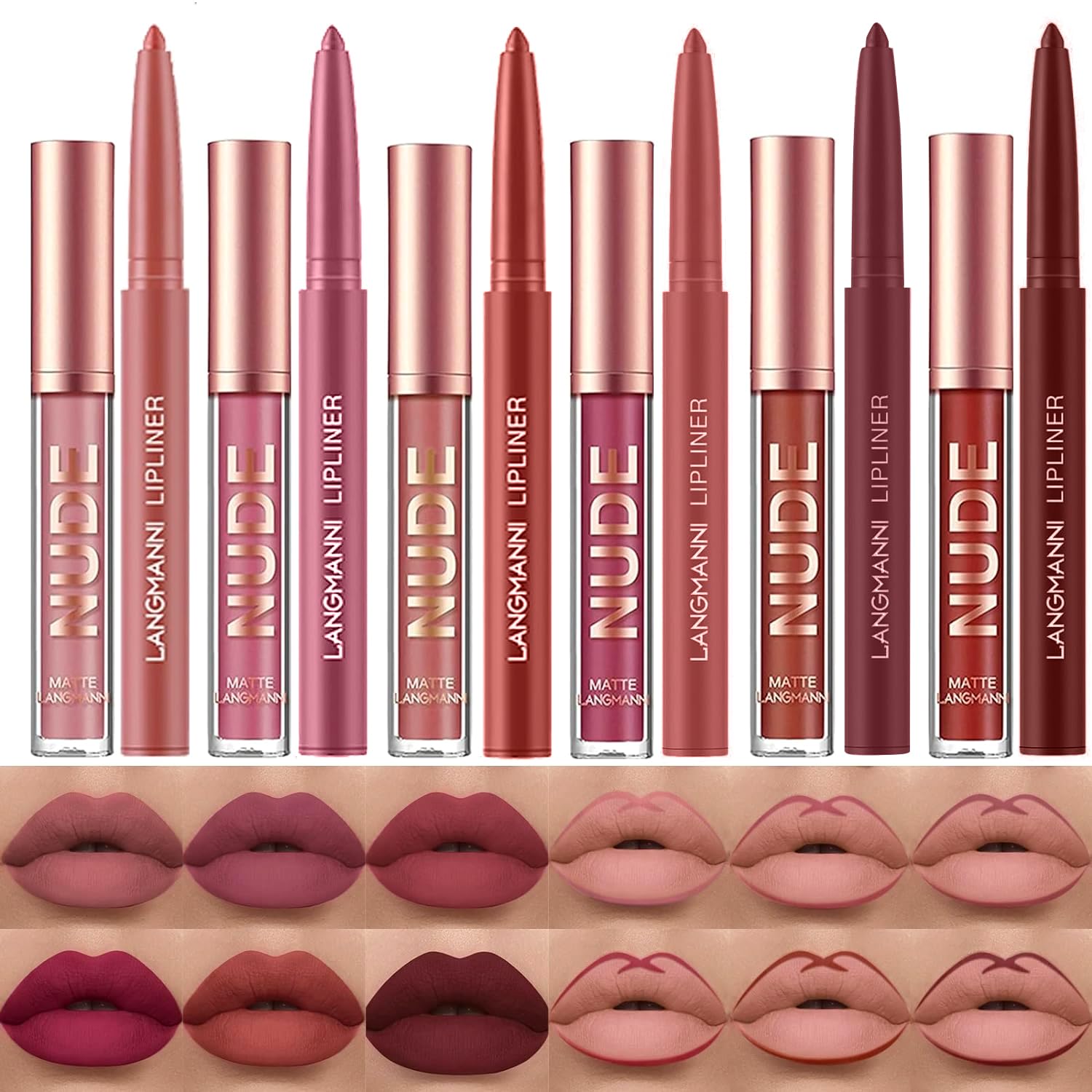 LANGMANNI 6 Matte Lipstick with 6 Lipliners Durable Makeup Set,Long-Lasting Non-Stick Cup Not Fade Waterproof Pigmented Velvet Lipgloss Kit Beauty Cosmetics Makeup Gift for Girls (#A) LANGMANNI 6 Matte Lipstick with 6 Lipliners Durable Makeup Set,Long-Lasting Non-Stick Cup Not Fade Waterproof Pigmented Velvet Lipgloss Kit Beauty Cosmetics Makeup Gift for Girls (#A)