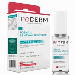 PODERM – TOENAIL RENEWAL BOOSTER – TEA TREE oil-serum – Restores Appearance of Discolored/Damaged Nails – Toe and Fingernail Repair – 100% Natural Ingredients and Vegan – Express Renewal – Swiss Made