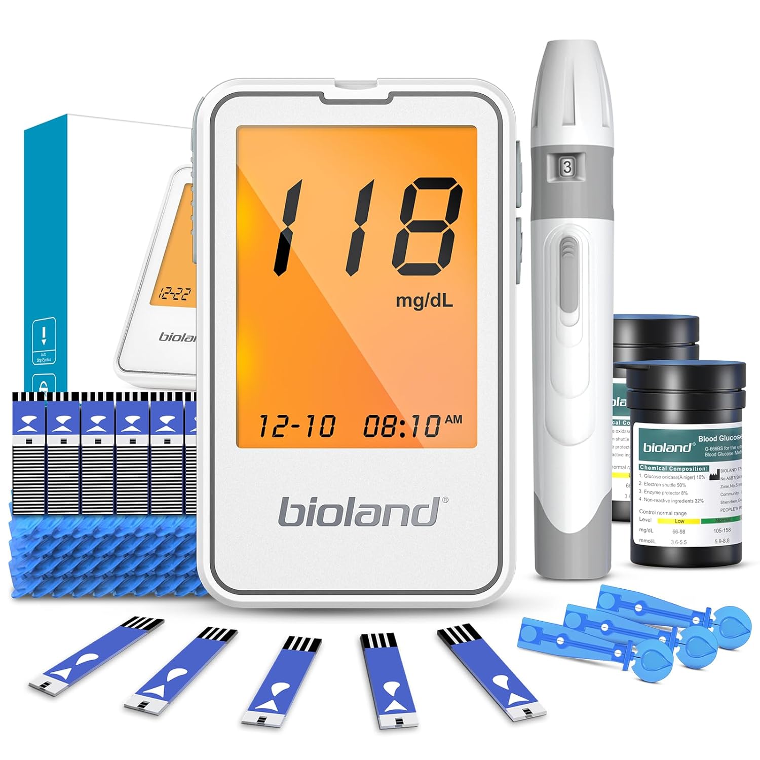 G-425-2 Blood Glucose Monitor Kit, 100 Test Strips, 100 Lancets, 1 Blood Sugar Monitor, 1 Lancing Device, Diabetes Testing Kit No Coding, Glucometer Large Display, Glucose Meter for Home Use G-425-2 Blood Glucose Monitor Kit, 100 Test Strips, 100 Lancets, 1 Blood Sugar Monitor, 1 Lancing Device, Diabetes Testing Kit No Coding, Glucometer Large Display, Glucose Meter for Home Use