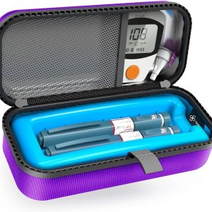 SHBC Insulin Pen Carrying Case Portable Medical Cooler Bag for Diabetes with Protective Ice Brick – Convenient to Changing Needles with Each Injection Purple