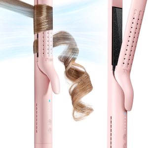 TYMO Airflow Curling Iron for Lasting Curls – Ceramic Flat Iron Hair Straightener and Curler 2 in 1, Anti-scald Curling Wand 1.25 Inch with 360° Cool Air, 5 Temps & Dual Voltage for Long Short Hair