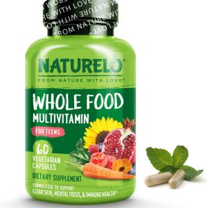 NATURELO Whole Food Multivitamin for Teens – Vitamins and Minerals for Teenage Boys and Girls – Supplement for Active Kids – with Organic Whole Foods – Non-GMO – Vegan & Vegetarian – 60 Capsules