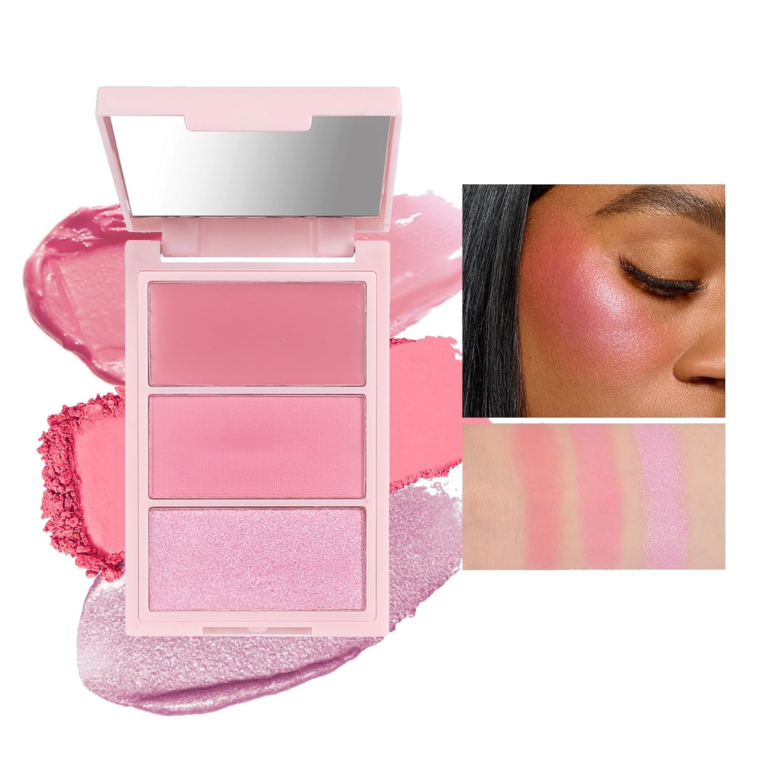 3D Blush Trio Palette,Multi-Use Makeup Powder Pink Blush Palette Glow Makeup Cream Blush For Cheeks, Lightweight, Smooth, Blendable, Contour & Highlight Face for Shimmery Or Matte Finish(04#) 3D Blush Trio Palette,Multi-Use Makeup Powder Pink Blush Palette Glow Makeup Cream Blush For Cheeks, Lightweight, Smooth, Blendable, Contour & Highlight Face for Shimmery Or Matte Finish(04#)