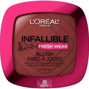 L’Oreal Paris Infallible Up to 24H Fresh Wear Soft Matte Blush, Blendable, Long-Lasting and Waterproof Cheek Make Up, Daring Rosewood 20, 0.31 Oz