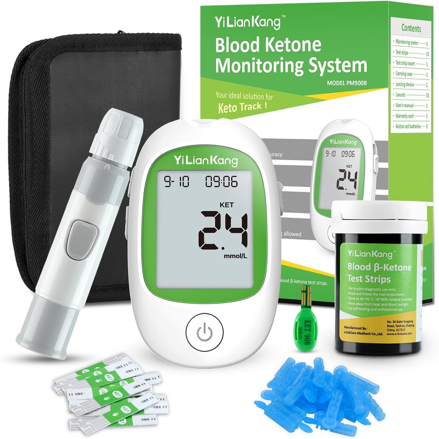 Blood Ketone Meter and 15 Blood Ketone Test Strips and 15 Lancets, Ketone Monitor Kit For Ketogenic Diet, Keto Test Check Ketosis, 5 Second Fast Get Results Blood Ketone Meter and 15 Blood Ketone Test Strips and 15 Lancets, Ketone Monitor Kit For Ketogenic Diet, Keto Test Check Ketosis, 5 Second Fast Get Results