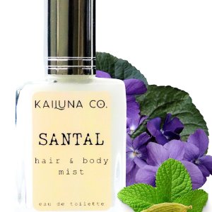Santal Natural Hair & Body Mist Spray, Pure Essential and Fragrance Oils, Alcohol-Free, Handmade in California, 0.5Fl Oz