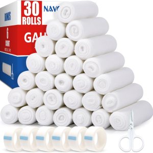 30 Pack Gauze Rolls Bandages, 4 in x 4.1 Yards, Individually Wrapped Breathable Rolled Gauze, Mummy Wraps, Premium First Aid Supplies & Medical Supplies for Wounds