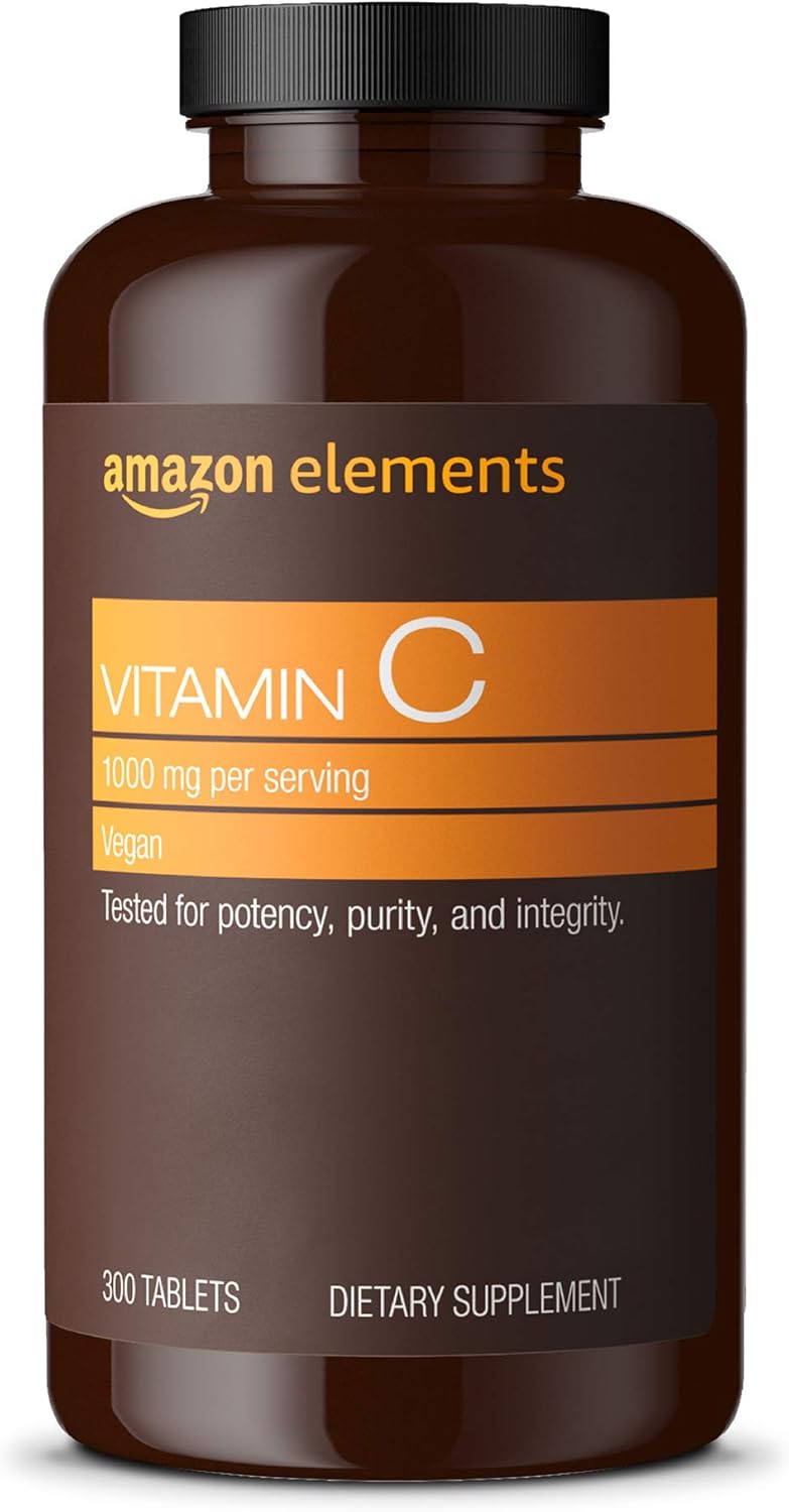 Amazon Elements Vitamin C 1000mg, Supports Healthy Immune System, Vegan, 300 Tablets, 10 month supply Amazon Elements Vitamin C 1000mg, Supports Healthy Immune System, Vegan, 300 Tablets, 10 month supply