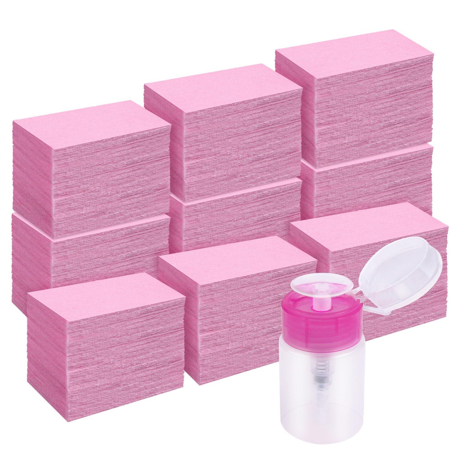 1000 Pcs Gel Nail Polish Remover, Lint Free Nail Wipes Cotton Pad with a Pump Dispenser Bottle Disposable Nail Polish Remover for Soak Off UV Gel Polish Clean Acrylic Nails Remover,Pink 1000 Pcs Gel Nail Polish Remover, Lint Free Nail Wipes Cotton Pad with a Pump Dispenser Bottle Disposable Nail Polish Remover for Soak Off UV Gel Polish Clean Acrylic Nails Remover,Pink