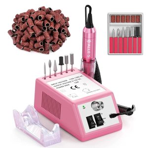 Professional Nail Drill Machine 20000 RPM Efile Electric Nail Filer Kit for Finger Toe Nails, Acrylic Gel Nails, Manicure Pedicure Drill with 6Pcs Nail Bits, 106Pcs Sanding Bands – Pink