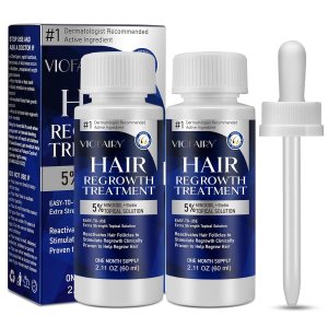 5% Minoxidil for Men and Women, Hair Regrowth Treatment for Thinning Hair and Hair Loss, Topical Solution – 2 Months Supply – Dermatologist recommended (Pack of 2)