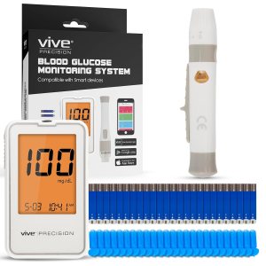 Glucose Meter Kit, Strips, Lancets, & Case – Diabetes Blood Sugar Testing Care – Glucometer Supplies Tester with Lancing Device