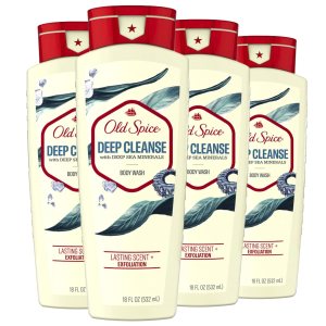 Old Spice Men’s Body Wash Deep Cleanse with Deep Sea Minerals, 18 oz (Pack of 4)