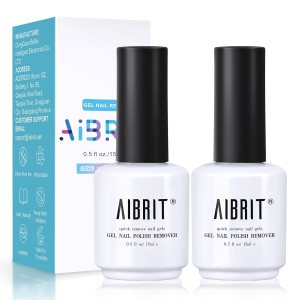 AIBRIT Gel Polish Remover,Gel Nail Polish Remover,Quick Soak off UV Gel Polish in 2-5 Minutes,0.5 fl oz./15ml 2 Pack