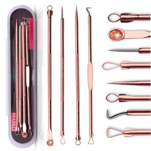 ZTRHYOO Blackhead Remover Pimple Comedone Extractor Tool Best Acne Removal Kit – Treatment for Blemish, Whitehead Popping, Zit Removing for Risk Free Nose Face Skin with Case(Rose, 4 Piece Set)