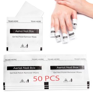 50 PCS One Step Nail Polish Remover Wipes Non-Toxic Cruelty-Free Soak-off Removal Pads Wrap for Acrylic Nails, Gel Polish, Laser/Cat Eye/Platinum Gel.,50 Count (Pack of 1)